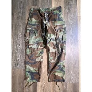 Military Cargo Pants Mens Medium Short Green Woodland Camo Good Tactical Ripstop